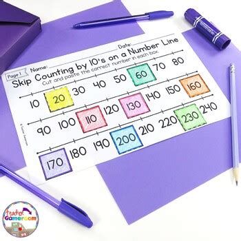 Skip Counting on a Number Line by 10's Worksheets Distance Learning