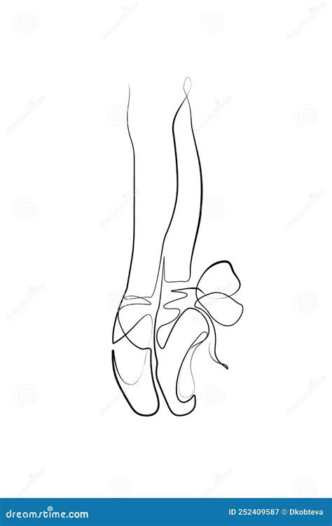 Ballet Pointe Shoes Continuous Line Drawing Cartoon Vector ...