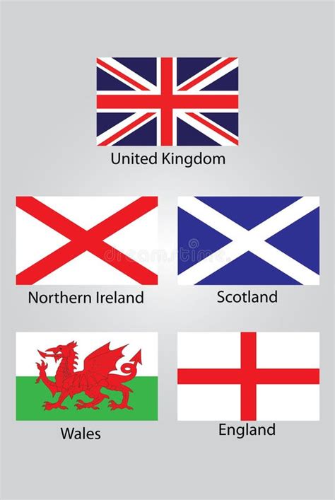 The Flags of British Northern Ireland Scotland Wales and England Stock Vector - Illustration of ...