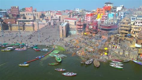 AERIAL View of Dashashwamedh Ghat, Kashi Vishwanath Temple and ...