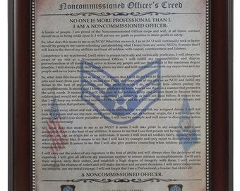 BETTER Army NCO Creed of the Noncommissioned Officer Aged Parchment PERSONALIZED with Coin ...