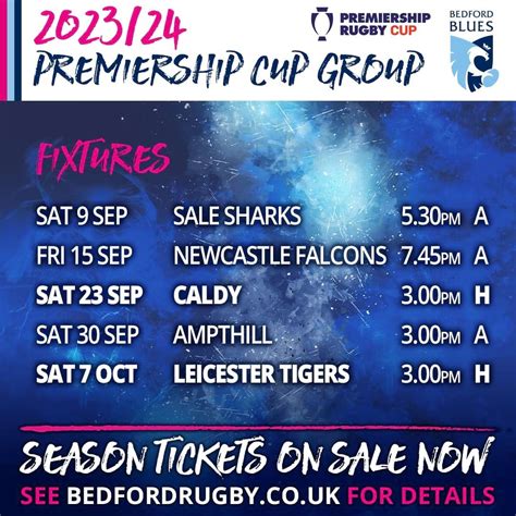 Premiership Cup Fixtures 2023/24 : Bedford Blues RFC