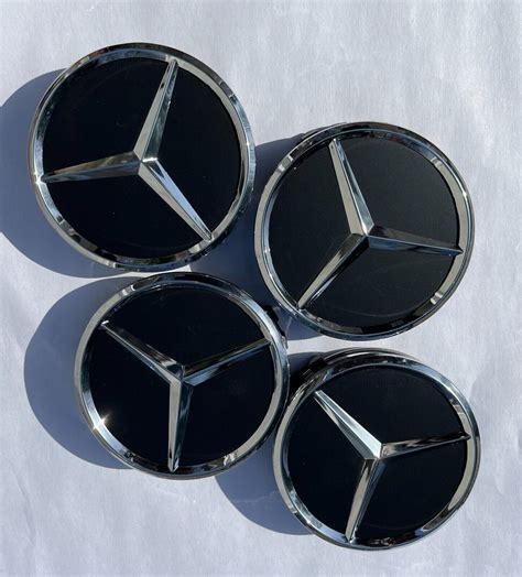 MERCEDES-BENZ WHEEL CENTER CAPS 75MM AMG WREATH SET OF 4 | eBay