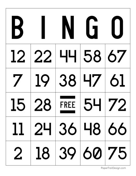 Free Printable Bingo Cards | Paper Trail Design