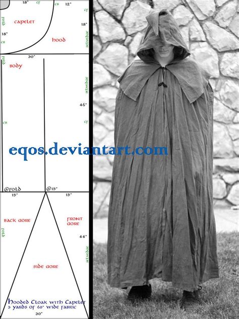 Pattern: Cloak with Capelet by eqos on deviantART | Узор на плаще, Уроки по пошиву платьев, Плащ