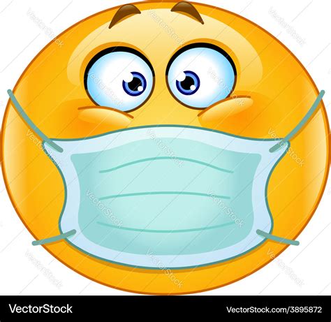 Emoticon with medical mask Royalty Free Vector Image