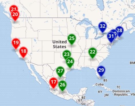 World Cup 2026 Stadiums Map - USA, Canada, Mexico