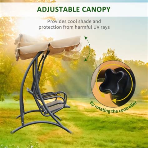 Outsunny 2 Seat Covered Outdoor Patio Swing Chair Bench with Canopy ...