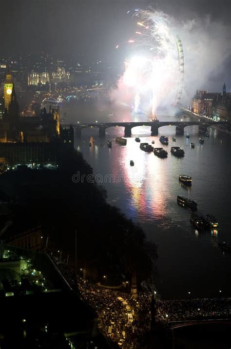 Fireworks Over London Eye And Westminster Editorial Stock Image - Image ...