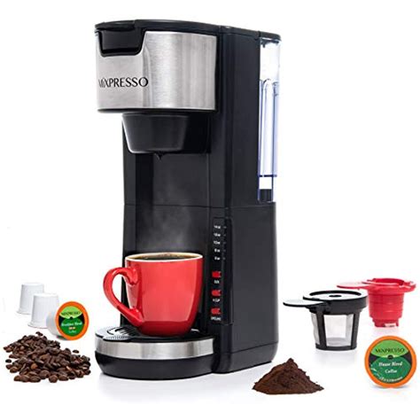 Mixpresso Single Serve 2 in 1 Coffee Brewer K-Cup Pods Compatible & Ground Coffee,Compact Coffee ...