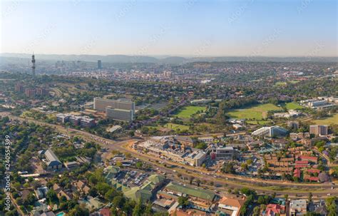 Panoramic aerial photo of Pretoria. Groenkloof Hospital, South African Bureau of Standards and ...