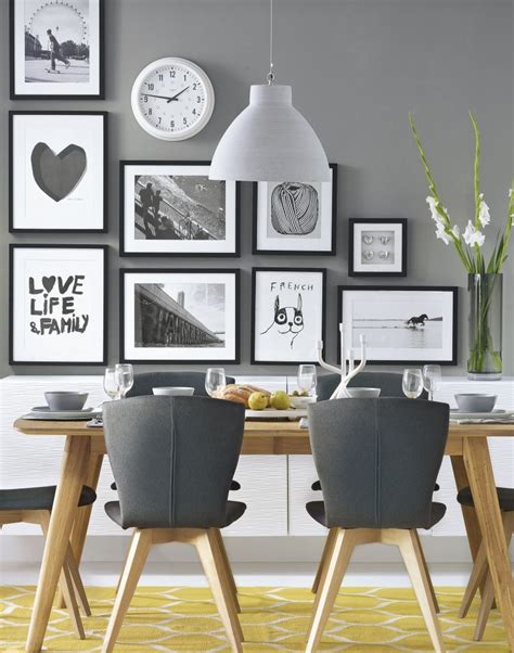 Adorable Home — Grey modern dining room with wonderful wall decor...