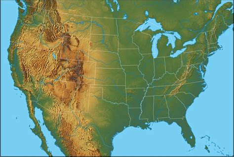 Labeled Geographical Map Of Usa