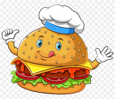 Funny hamburger cartoon character on transparent background PNG - Similar PNG