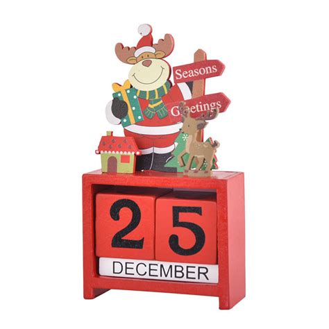 Wooden Christmas Calendar Desktop Calendar Xmas Calendar Block Desktop ...