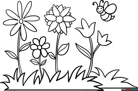 Flower Garden Coloring Page | Easy Drawing Guides