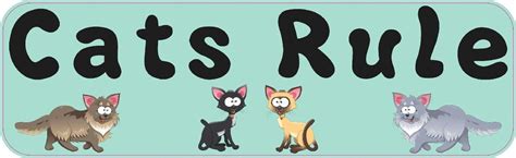 10in x 3in Cats Rule Funny Vinyl Cat Bumper Stickers Decals Window Sticker Car Decals - Walmart.com