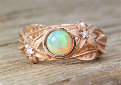 Natural Opal Engagement Ring, Ethiopian fire opal Ring | Benati