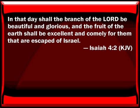 Isaiah 4:2 In that day shall the branch of the LORD be beautiful and glorious, and the fruit of ...