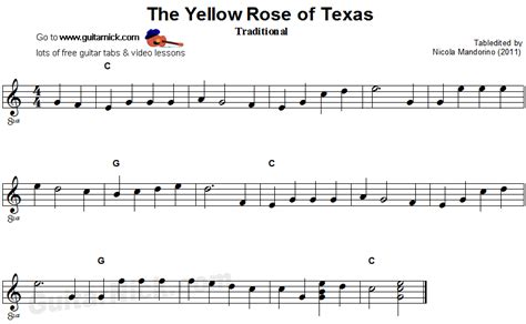 THE YELLOW ROSE OF TEXAS Easy Guitar Lesson: GuitarNick.com