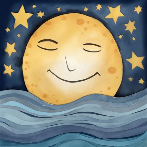 Smiling Moon And Stars Art Print Free Stock Photo - Public Domain Pictures