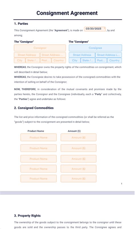 Consignment Agreement Template - Sign Templates | Jotform