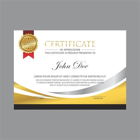 Premium Vector | Gold certificate design template with gold badge