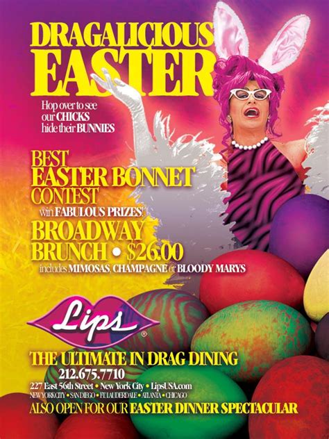 CELEBRATE EASTER WITH LIPS BUNNIES!!! Call ***.***.**** for reservations! | Brunch nyc, Easter ...