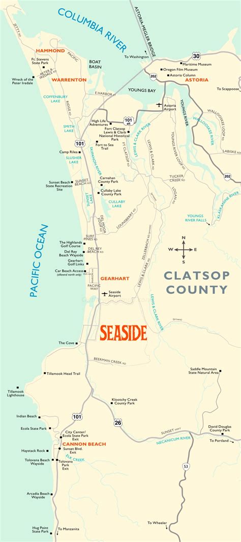 Map of Surroundings of Seaside - Ontheworldmap.com