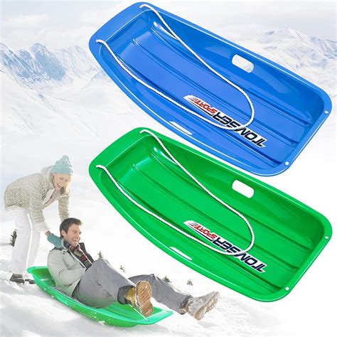 35 Inch Utility Snow Sled, 2 Pack Flexible Sleds for Kids and Adults ...