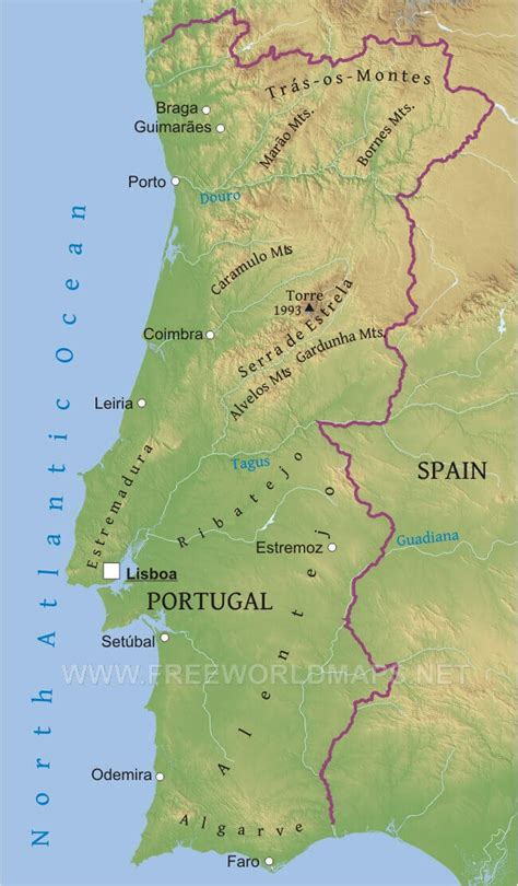 Portugal Physical Map