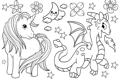 Dragon Coloring Pages For Kids Unicorn Dragon Coloring Pages For Kids ...