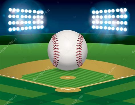 Baseball on Baseball Field Illustration — Stock Vector ...