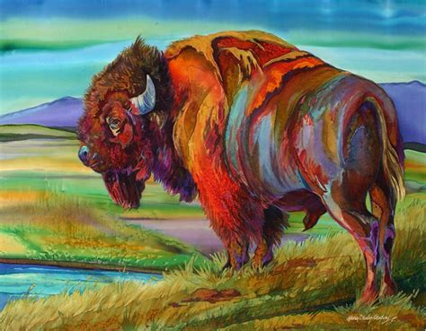 Artist Nancy Cawdrey | Animal art, Buffalo painting, Southwest art