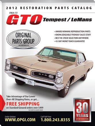 1961-1973 GTO, LeMans, and Tempest Restoration Parts Catalog | OPGI.com | Gto, Parts catalog, Le ...