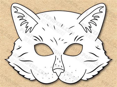 Cat Mask Printable Coloring, Paper DIY for Kids and Adults. PDF Template. Instant Download. for ...