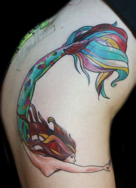 Watercolor Mermaid Tattoo at PaintingValley.com | Explore collection of Watercolor Mermaid Tattoo