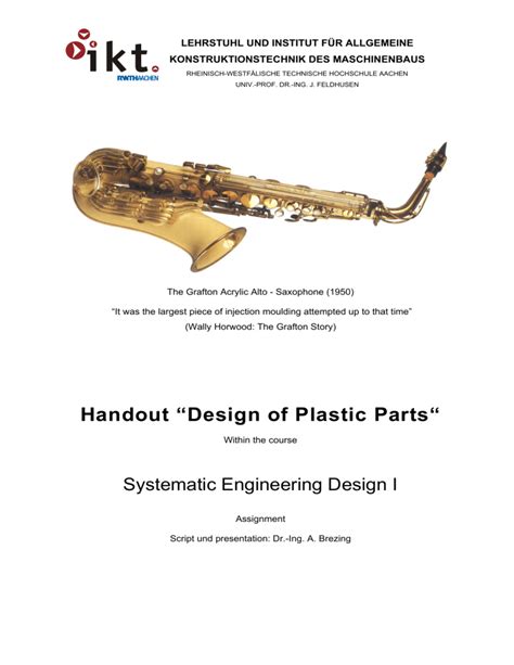 Design of Plastic Parts