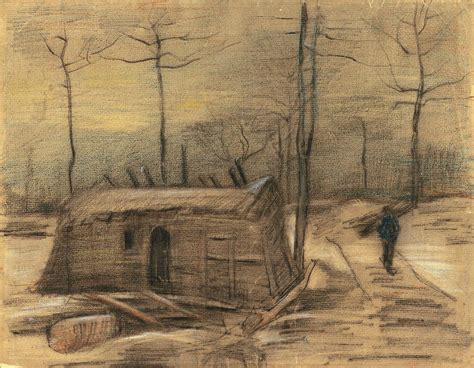 Winter Landscape with Hut and Figure, 1881 Painting by Vincent Van Gogh ...