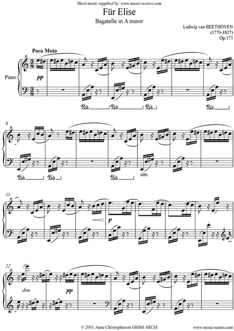 Beethoven. Für Elise Piano classical sheet music