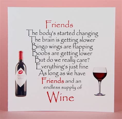 Friend Birthday Card Friend card wine by UniqueWordsJersey on Etsy