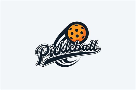 pickleball logo with a combination of lettering and moving pickleball ...