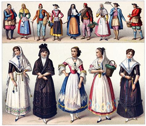 Mallorcan costumes. Spain 1862