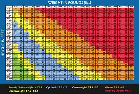 Figure 1 - The BMI Chart above (click to view larger image) displays a range of BMI values for ...