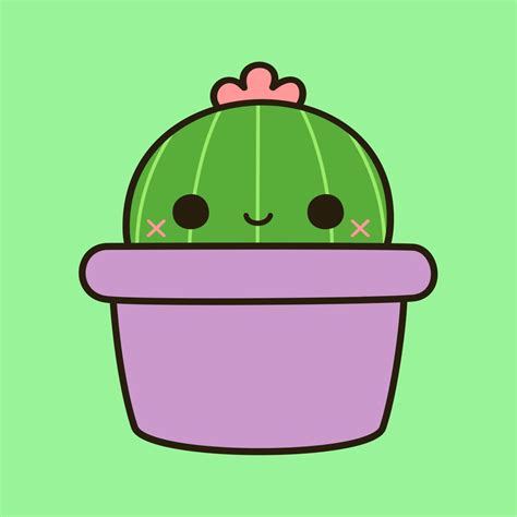 Cute cactus in purple pot Art Print by peppermintpopuk | Cactus drawing ...