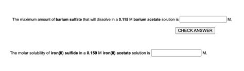 Solved The maximum amount of barium sulfate that will | Chegg.com