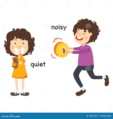 Opposite quiet and noisy stock vector. Illustration of childhood ...