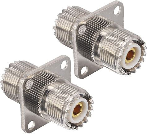 BOOBRIE UHF Female to UHF Female Coupler RF Straight Coaxial Connector SO-239 SO239 Flange Panel ...