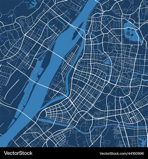 Detailed map poster of nanjing city linear print Vector Image