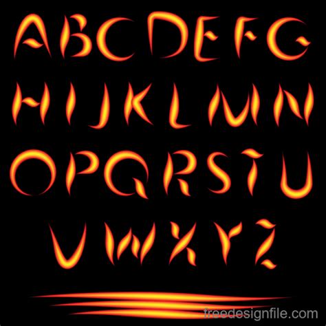 Fire alphabet font vector 03 free download